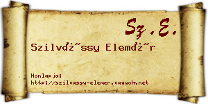 Szilvássy Elemér névjegykártya